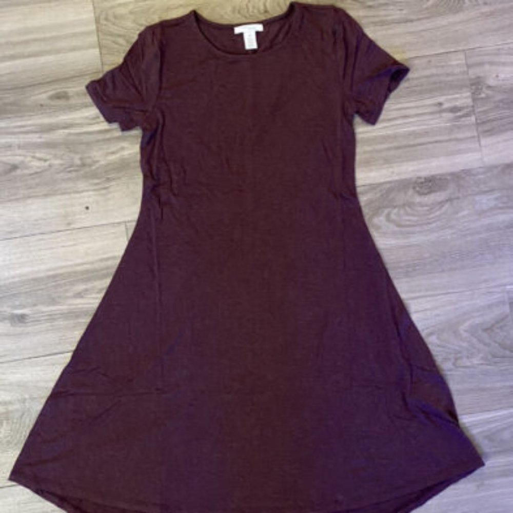 Daily Ritual Women's Jersey Short-Sleeve Open Crewneck Dress XS